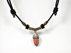 LV-2659 Tulipwood & Manila Palm Nut Pendant Necklace, Memorial Jewelry -SCREW CAP