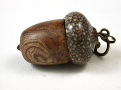 LV-2707 Wych Elm burl & Betelnut Acorn Pendant Box, Charm, Pill Holder-SCREW CAP