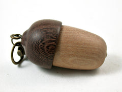 LV-3127  Sandalwood & Brown Ebony Acorn Box, Pill Holder, Compartment Pendant-SCREW CAP