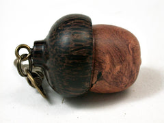 LV-2800 Amboyna Burl & Black Palm Acorn Pendant Box, Pill Fob, Secret Compartment-SCREW CAP