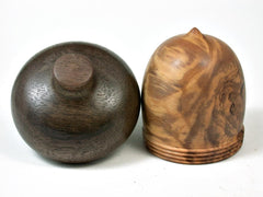 LV-2758 Olive Burl & Black Walnut Acorn Jewelry Box, Pill Box, Trinket Box-SCREW CAP