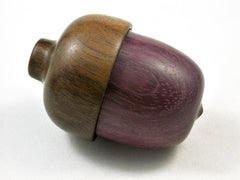 LV-2980  Purpleheart & Greenheart Acorn Pill Box, Engagement Ring Box-SCREW CAP