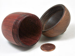LV-3031 Padauk & Tamboti Acorn Wooden Pill Holder, Ring Box, -SCREW CAP