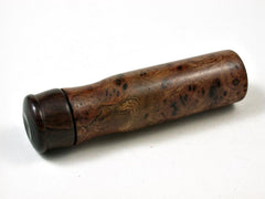 LV-2684 Wych Elm Burl & Mun Ebony Slim Box, Toothpick Holder, Needle Case-SCREW CAP