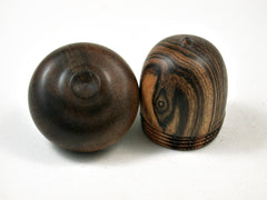 LV-3139  Bocote & Greenheart  Acorn Pill Box, Jewelry, Engagement Ring Box-SCREW CAP