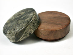 LV-2853 Buckeye Burl & Tamboti Flat Pill Box, Ring Holder, Jewelry Box-SCREW CAP