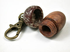 LV-3037  Amboyna Burl & Betelnut Acorn Box, Pill Holder, Compartment Pendant-SCREW CAP