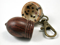 LV-3069 Cocobolo & Raffia Nut Acorn Box, Pill Holder, Compartment Pendant-SCREW CAP