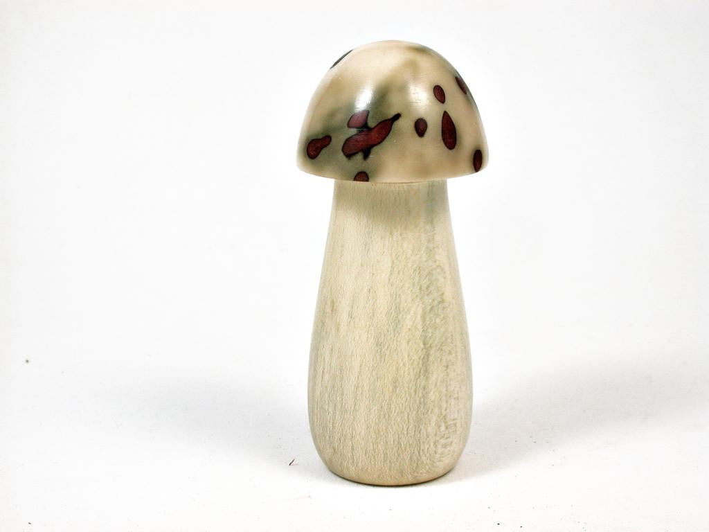 LV-2955 Holly & Raphia Palm Nut Threaded Mushroom Needlecase, Pill Box, Jewelry Box-THREADED