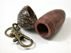 LV-3118  Red Mallee Burl & Betelnut Acorn Box, Pill Holder, Compartment Pendant-SCREW CAP