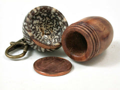 LV-3001 Japanese Sugi & Betel Nut Acorn Pendant Box, Keychain, Pill Fob-SCREW CAP