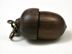 LV-2777 Lignum Vitae & Ebony Acorn Pendant Box, Pill Fob, Charm-SCREW CAP