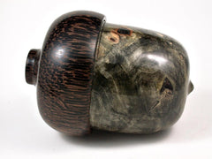 LV-2987 Buckeye Burl & Black Palm Large Acorn Pill Box, Jewelry Box, Keepsake-SCREW CAP