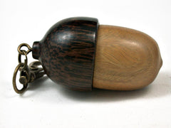 LV-2812 Verawood & Black Palm Acorn Pendant Box, Pill Fob, Charm-SCREW CAP