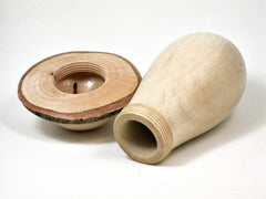 LV-2950 Holly & Live Oak Wooden Mushroom Trinket Box, Pill, Jewelry Box-THREADED