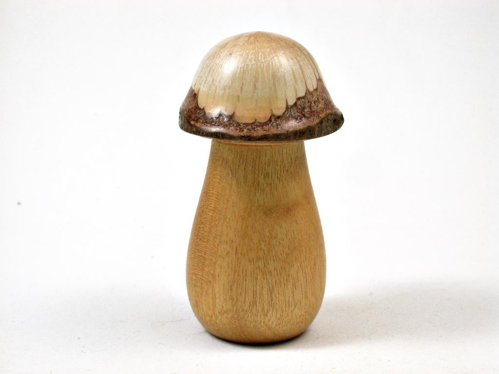LV-3010 Live Oak & Yellowheart Mushroom Lidded Box, Pill Box, Secret Compartment-THREADED