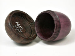 LV-2794  Acorn Box, Ring Box, Pill Box Purpleheart & Walnut-SCREW CAP