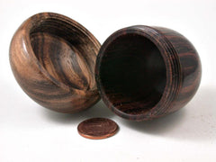 LV-3042 Cocobolo & Mora Acorn Pill Box, Jewelry Box, Engagement Ring Box-SCREW CAP