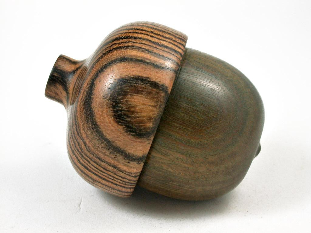 LV-2974 Verawood & Bocote Wooden Acorn Trinket Box, Engagement Ring Box-SCREW CAP