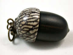 LV-3117 Mun Ebony & Betelnut Acorn Box, Pill Holder, Compartment Pendant-SCREW CAP