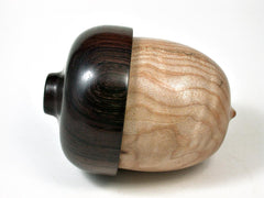 LV-2740 Maple Burl & Burmese Blackwood Acorn Jewelry, Ring Box, Pill Box-SCREW CAP