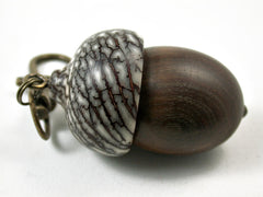 Reserved for Graham: LV-3163 True Lignum Vitae & Betelnut Acorn Box, Pill Holder, Compartment Pendant-SCREW CAP
