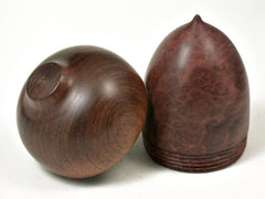 LV-2940 Wooden Acorn Jewelry, Ring Box, Pill Box from Red Mallee Burl & Tamboti-SCREW CAP