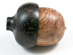 LV-2968 Olive Burl & Black Palm Wooden Acorn Jewelry, Ring Box, Pill Box-SCREW CAP