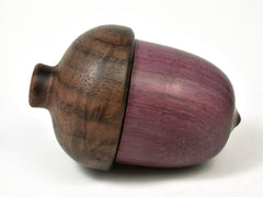 LV-2794  Acorn Box, Ring Box, Pill Box Purpleheart & Walnut-SCREW CAP