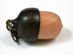 LV-2716 Pink Ivory & Black Palm Acorn Pendant Box, Pill Fob, Secret Compartment-SCREW CAP