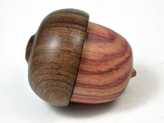 LV-2793 Tulipwood & Tamboti Acorn Jewelry, Engagement Ring Box, Pill Box-SCREW CAP