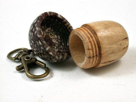 LV-2696 Acorn Pendant Box, Charm, Pill Holder from Masur Birch & Betelnut-SCREW CAP