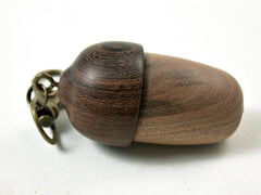 LV-3127  Sandalwood & Brown Ebony Acorn Box, Pill Holder, Compartment Pendant-SCREW CAP