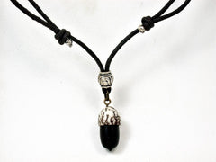 LV-2660 Gabon Ebony & Manila Palm Nut Pendant Necklace, Memorial Jewelry -SCREW CAP