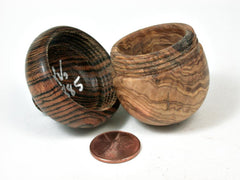 LV-2885 Wooden Acorn Jewelry, Ring Box, Pill Box Olive Burl & Bocote-SCREW CAP