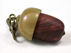 LV-3051 Logwood Burl & Verawood Acorn Box, Pill Holder, Compartment Pendant-SCREW CAP