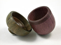 LV-2599 Purpleheart & Verawood Acorn Trinket Box, Keepsakes, Jewelry Box-SCREW CAP