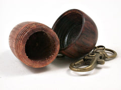 LV-2912 Saltcedar Burl & Cocobolo Acorn Pendant Box, Pill Fob-SCREW CAP
