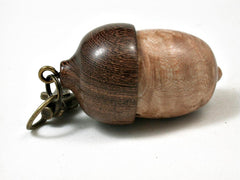 LV-2874 Sycamore Burl & Brown Ebony Acorn Pendant Box, Pill Fob, Charm-SCREW CAP