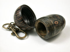 LV-3063 Buckeye Burl & Black Palm Acorn Box, Pill Holder, Compartment Pendant-SCREW CAP