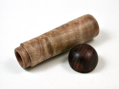 LV-2682 Maple Burl & Ironwood Slim Box, Toothpick Holder, Needle Case-SCREW CAP