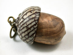 LV-3064 Olive Burl & Betelnut Acorn Box, Pill Holder, Compartment Pendant-SCREW CAP