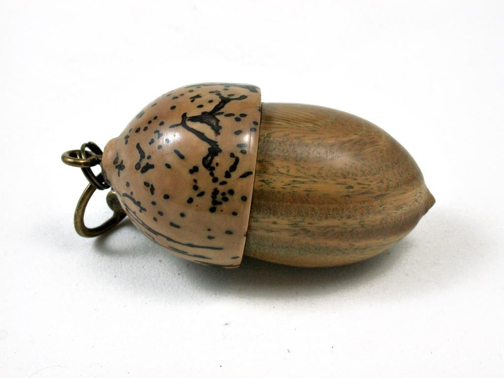 LV-2791 Verawood & Yolillo Palm Nut Acorn Pendant Box, Pill Fob, Secret Compartment-SCREW CAP