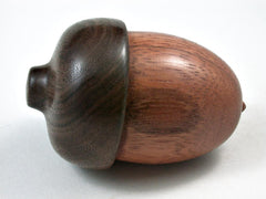 LV-2924 Wooden Acorn Jewelry, Ring Box, Pill Box from Red Zebrawood & Black Walnut-SCREW CAP