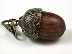 LV-2713 Cocobolo & Betel Nut Acorn Pendant Box, Pill Fob, Secret Compartment-SCREW CAP