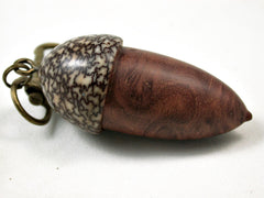 LV-3118  Red Mallee Burl & Betelnut Acorn Box, Pill Holder, Compartment Pendant-SCREW CAP