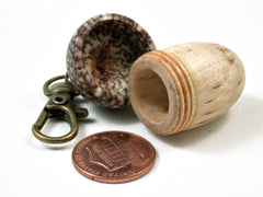 LV-3011 Masur Birch & Betelnut Acorn Box, Pill Holder, Secret Compartment Pendant-SCREW CAP