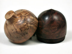 LV-2651 Milo Burl & Curly Koa Wooden Acorn Jewelry Box, Pill Box, Trinket Box-SCREW CAP