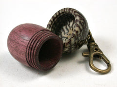LV-2714 Purpleheart & Betelnut Acorn Pendant Box, Pill Fob-SCREW CAP