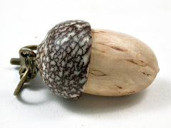 LV-3011 Masur Birch & Betelnut Acorn Box, Pill Holder, Secret Compartment Pendant-SCREW CAP